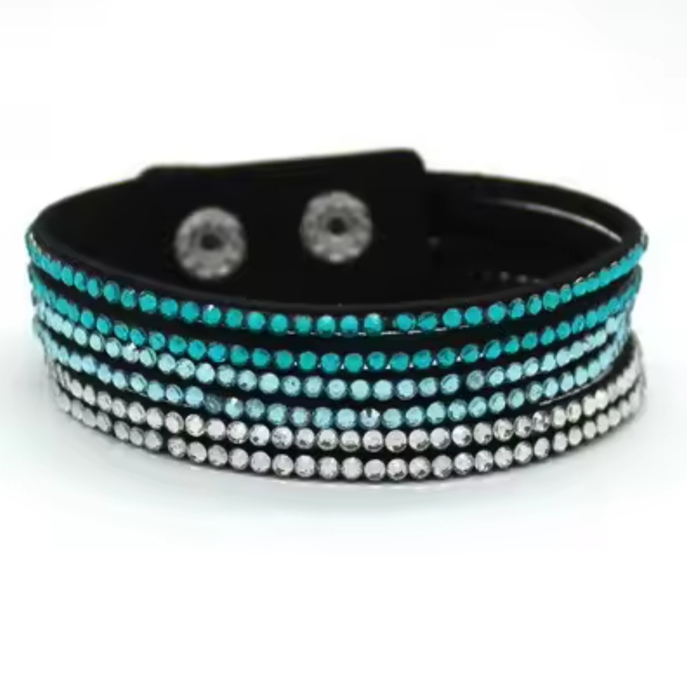 Elegant Black and Blue Crystal Bracelet